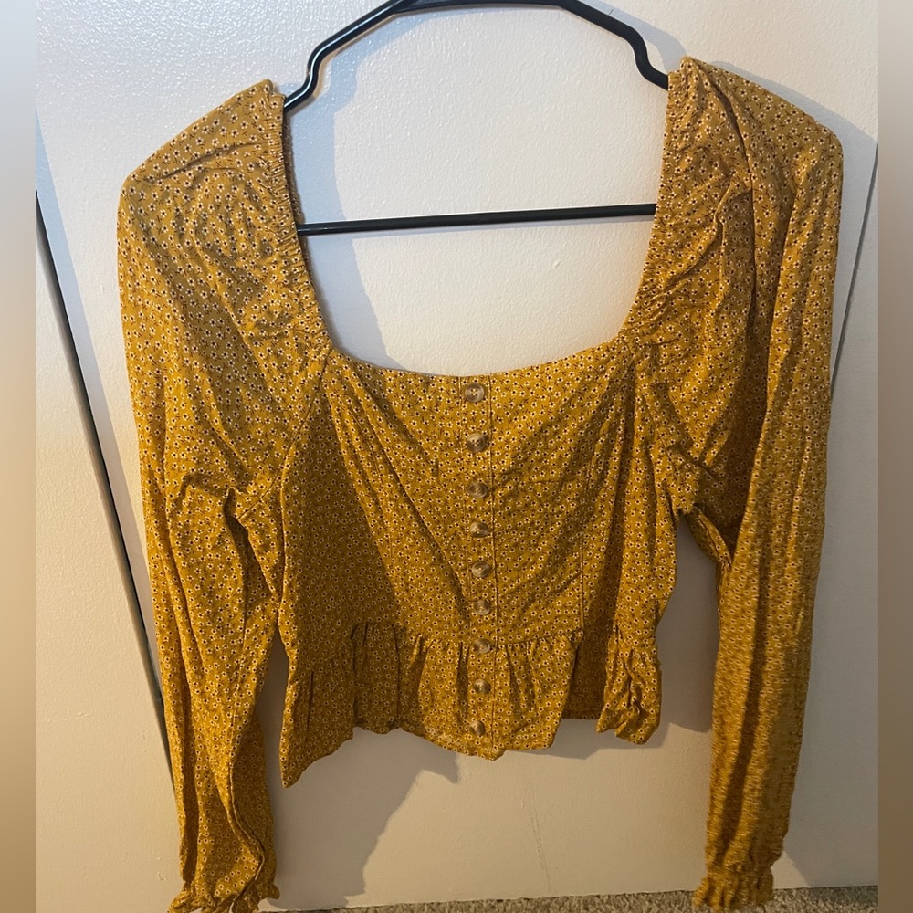 In bloom long sleeve square neck top